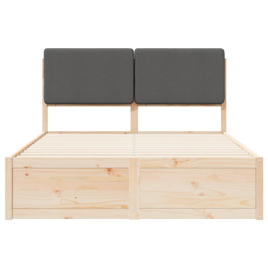 Bedframe met Gevoerd Hoofdgedeelte Donkergrijs 135 x 190 cm