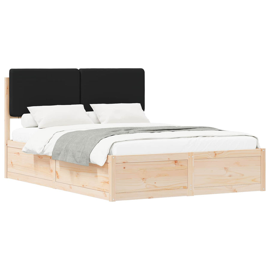 Bedframe met Gevoerd Hoofdgedeelte Zwart 135 x 190 cm