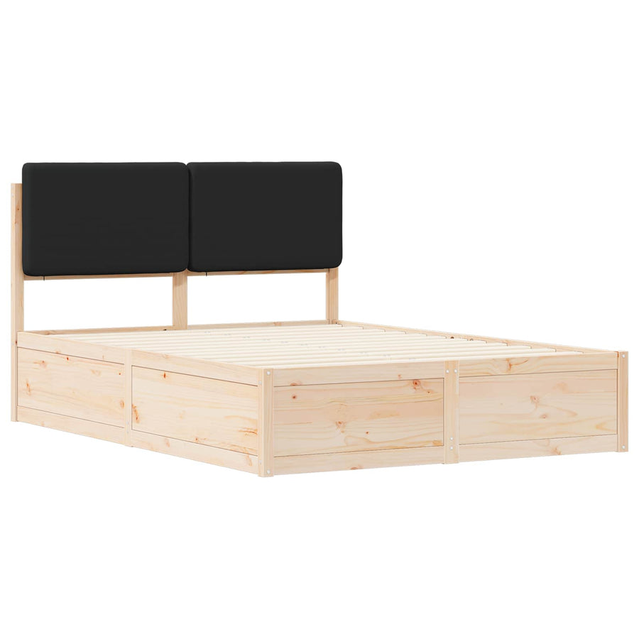 Bedframe met Gevoerd Hoofdgedeelte Zwart 135 x 190 cm