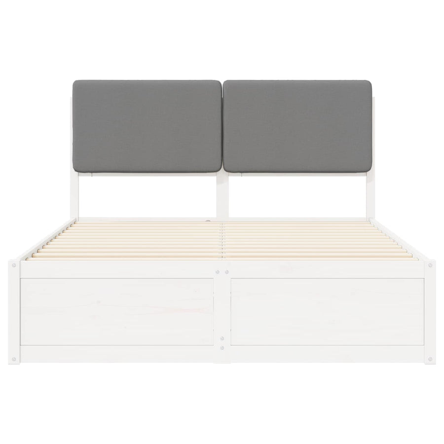 Bedframe met Gevoerd Hoofdgedeelte Lichtgrijs 135 x 190 cm