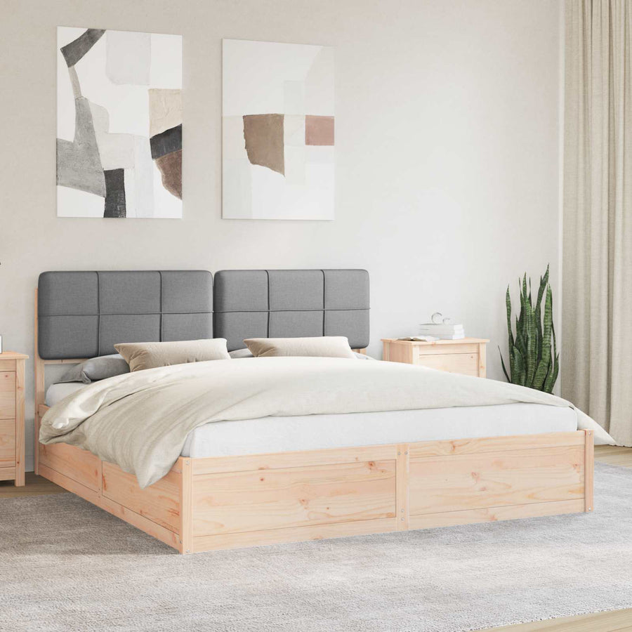 Bedframe met Gevoerd Hoofdgedeelte Lichtgrijs 200 x 200 cm