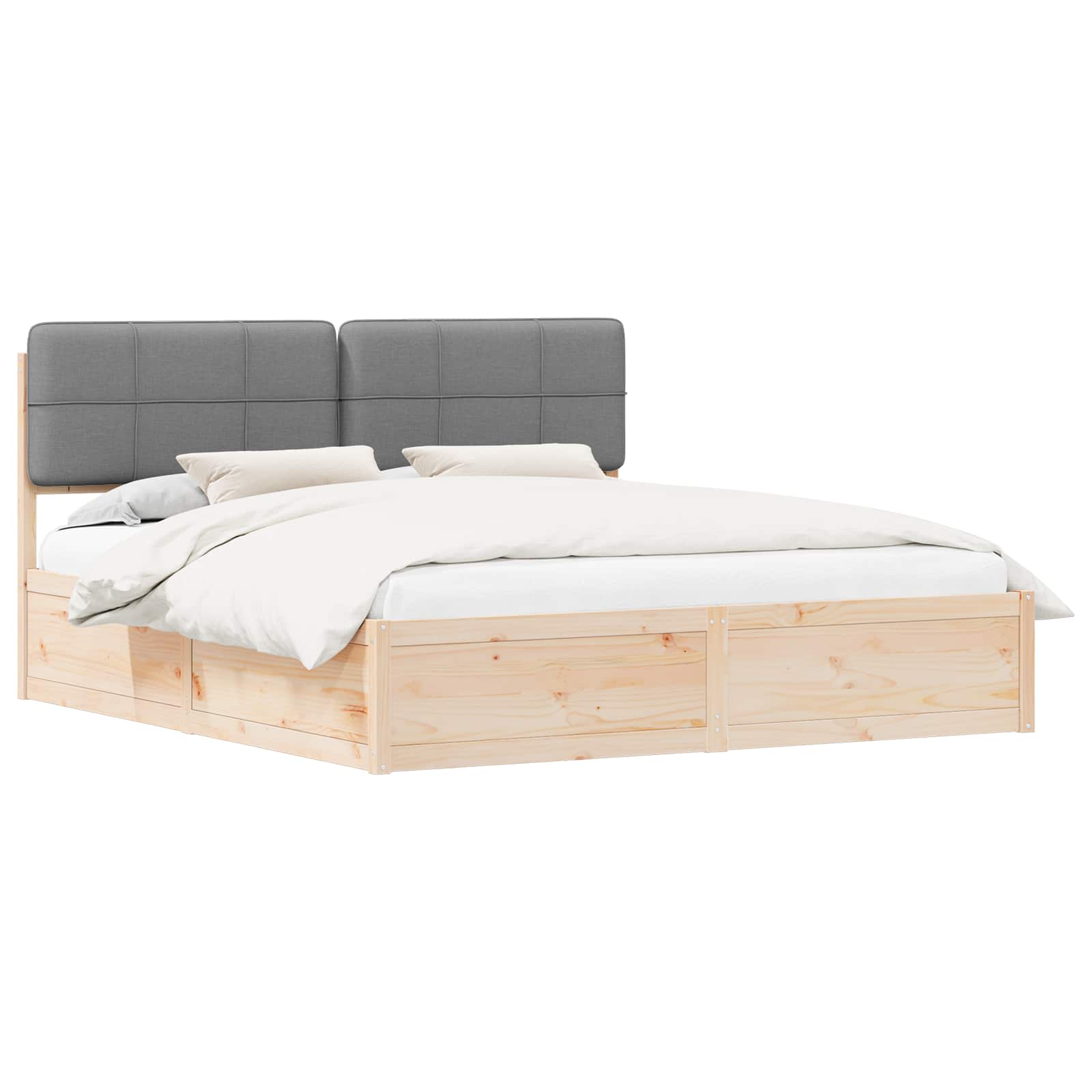 Bedframe met Gevoerd Hoofdgedeelte Lichtgrijs 200 x 200 cm