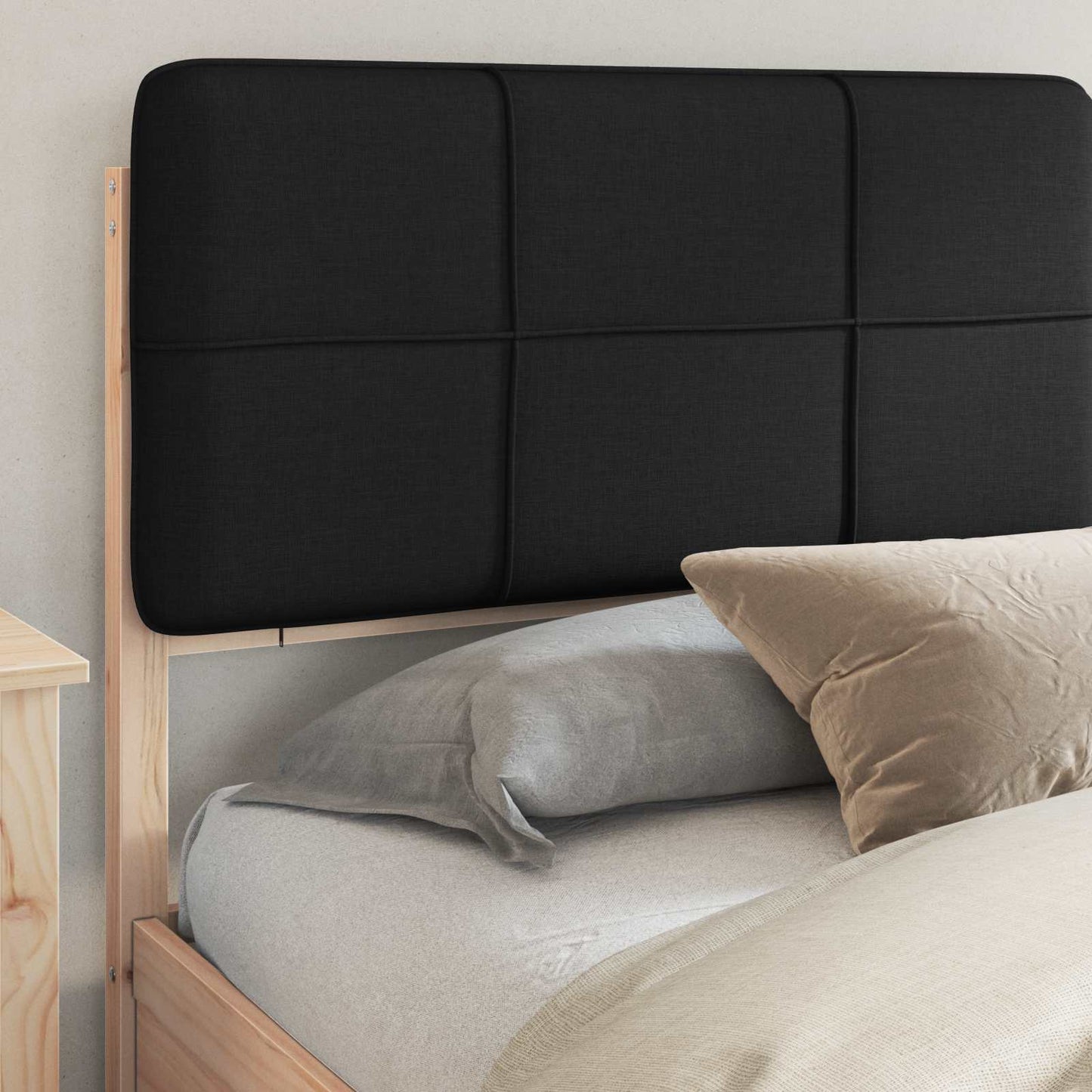 Bedframe met Gevoerd Hoofdgedeelte Zwart 200 x 200 cm