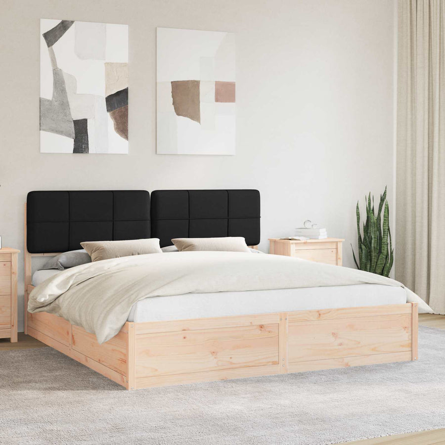Bedframe met Gevoerd Hoofdgedeelte Zwart 200 x 200 cm