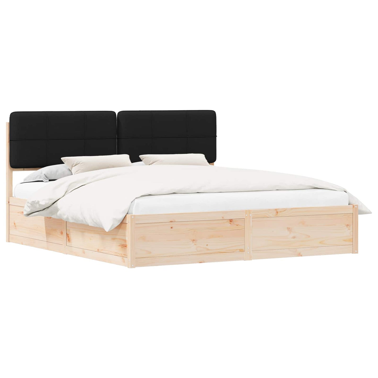 Bedframe met Gevoerd Hoofdgedeelte Zwart 200 x 200 cm