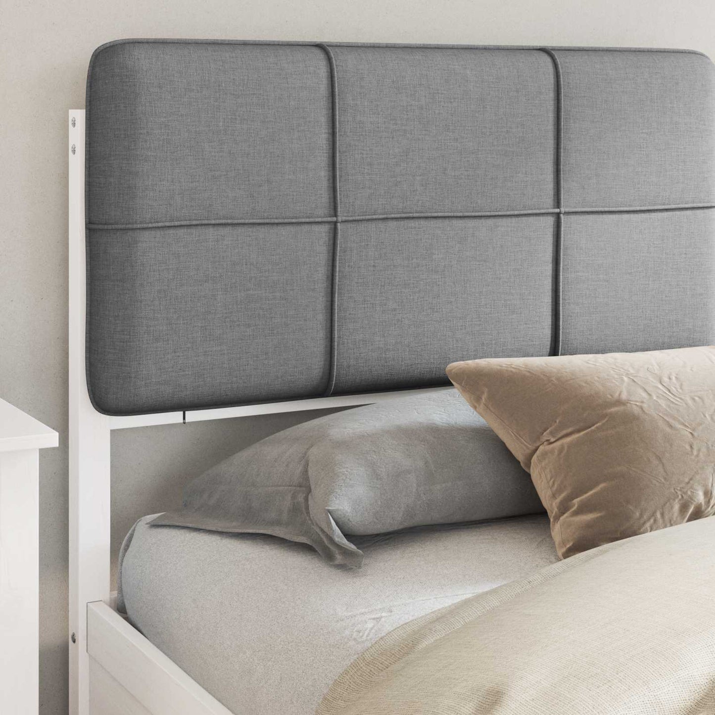 Bedframe met Gevoerd Hoofdgedeelte Lichtgrijs 200 x 200 cm