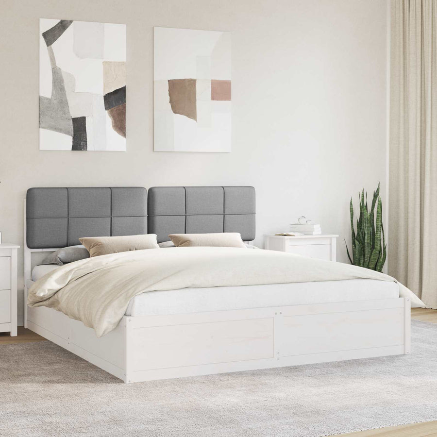 Bedframe met Gevoerd Hoofdgedeelte Lichtgrijs 200 x 200 cm