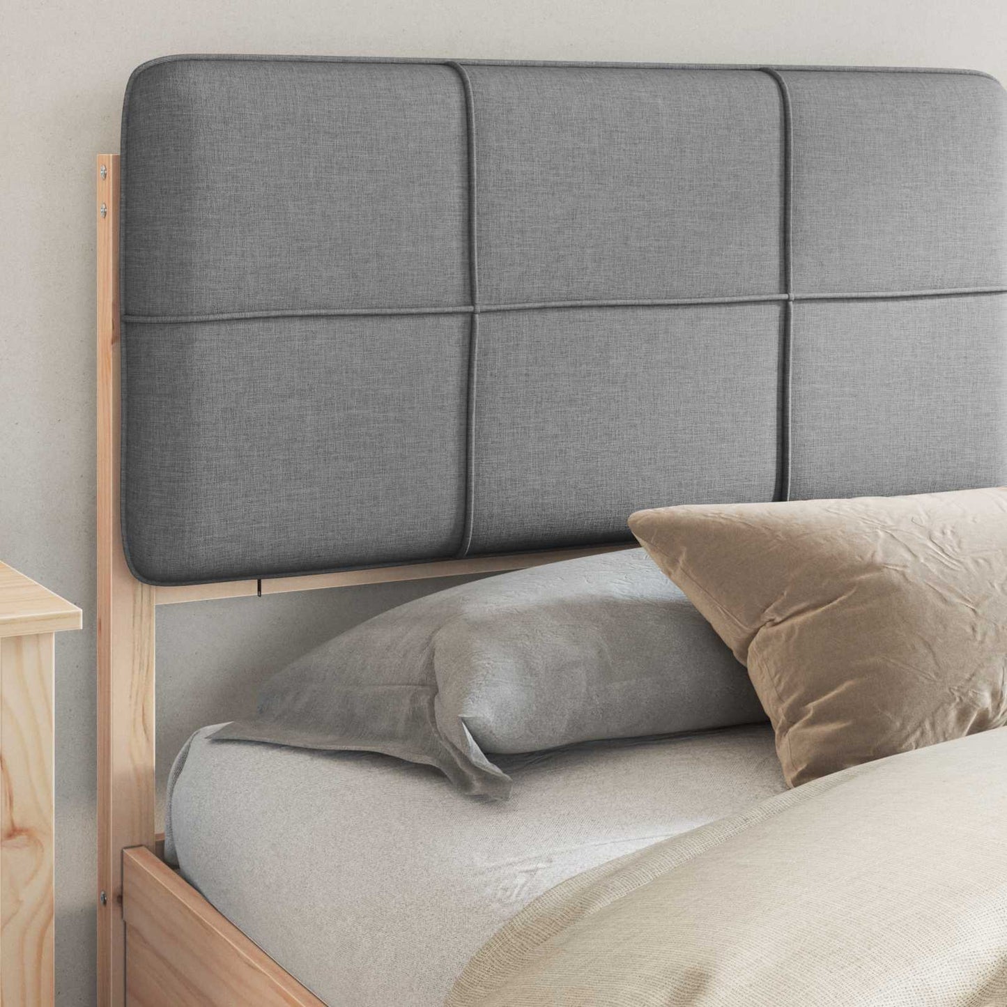 Bedframe met Gevoerd Hoofdgedeelte Lichtgrijs 180 x 200 cm