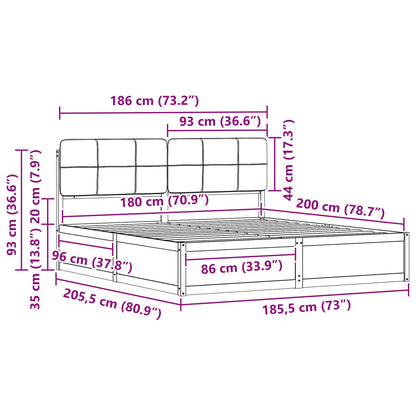 Bedframe met Gevoerd Hoofdgedeelte Lichtgrijs 180 x 200 cm