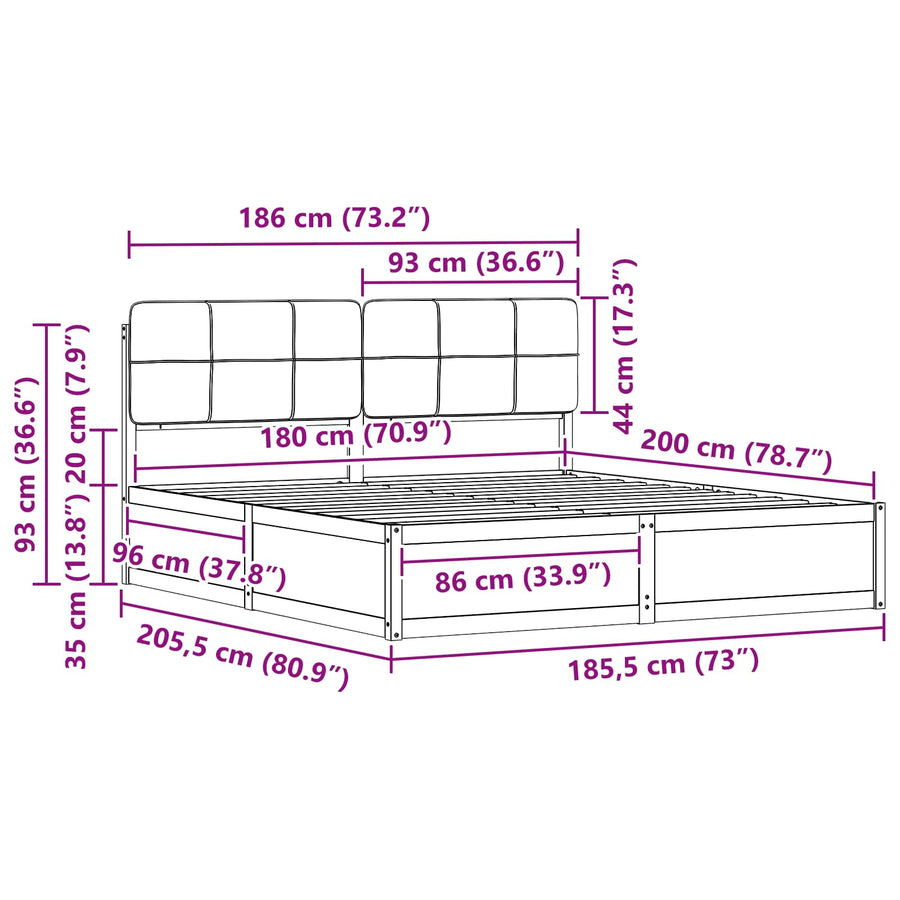 Bedframe met Gevoerd Hoofdgedeelte Taupe 180 x 200 cm