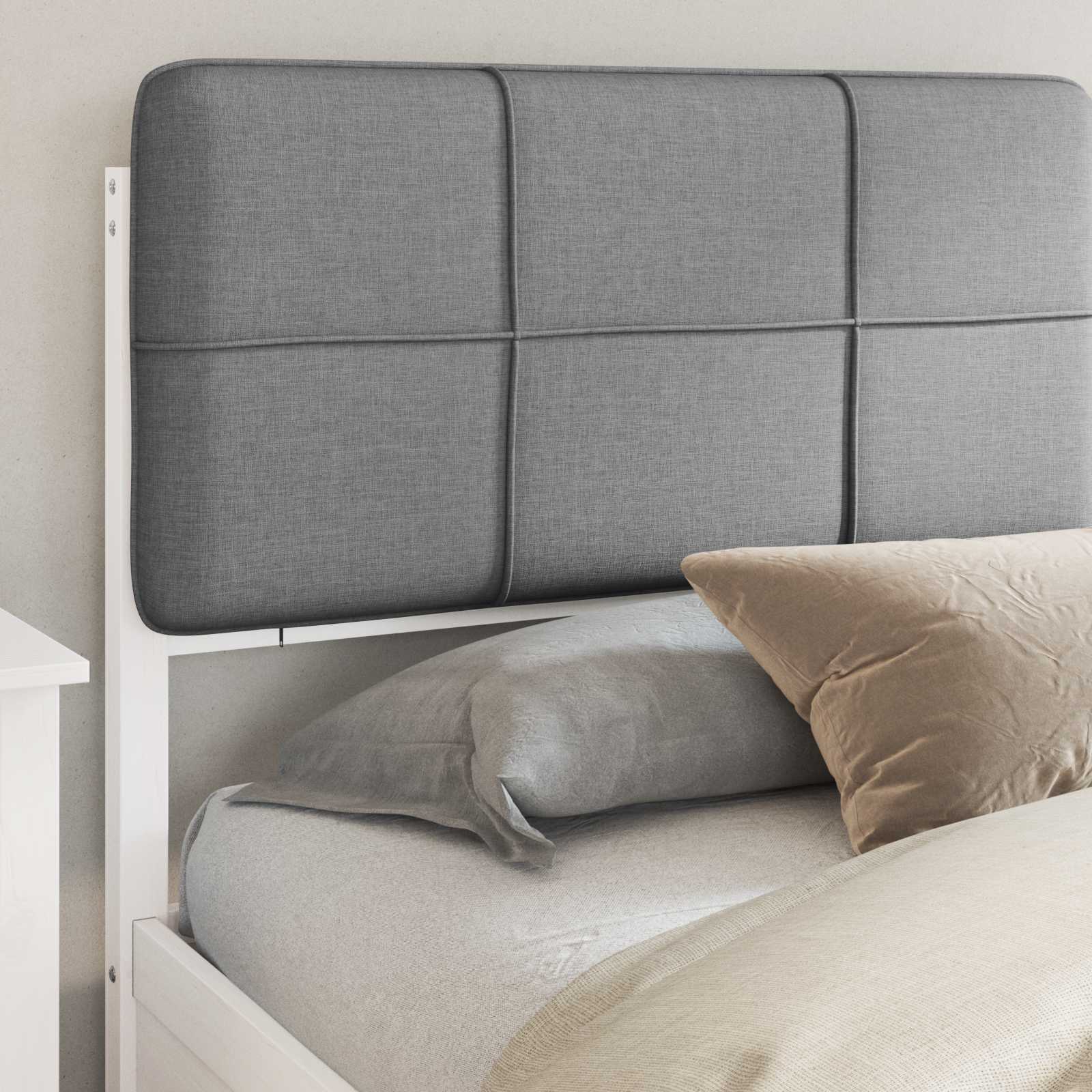 Bedframe met Gevoerd Hoofdgedeelte Lichtgrijs 180 x 200 cm