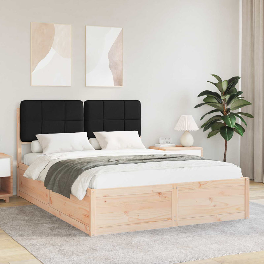 Bedframe met Gevoerd Hoofdgedeelte Zwart 160 x 200 cm
