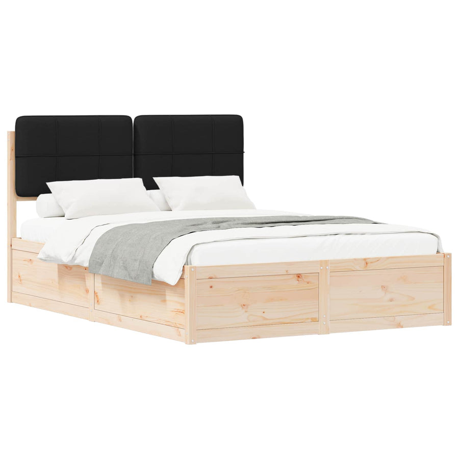 Bedframe met Gevoerd Hoofdgedeelte Zwart 160 x 200 cm