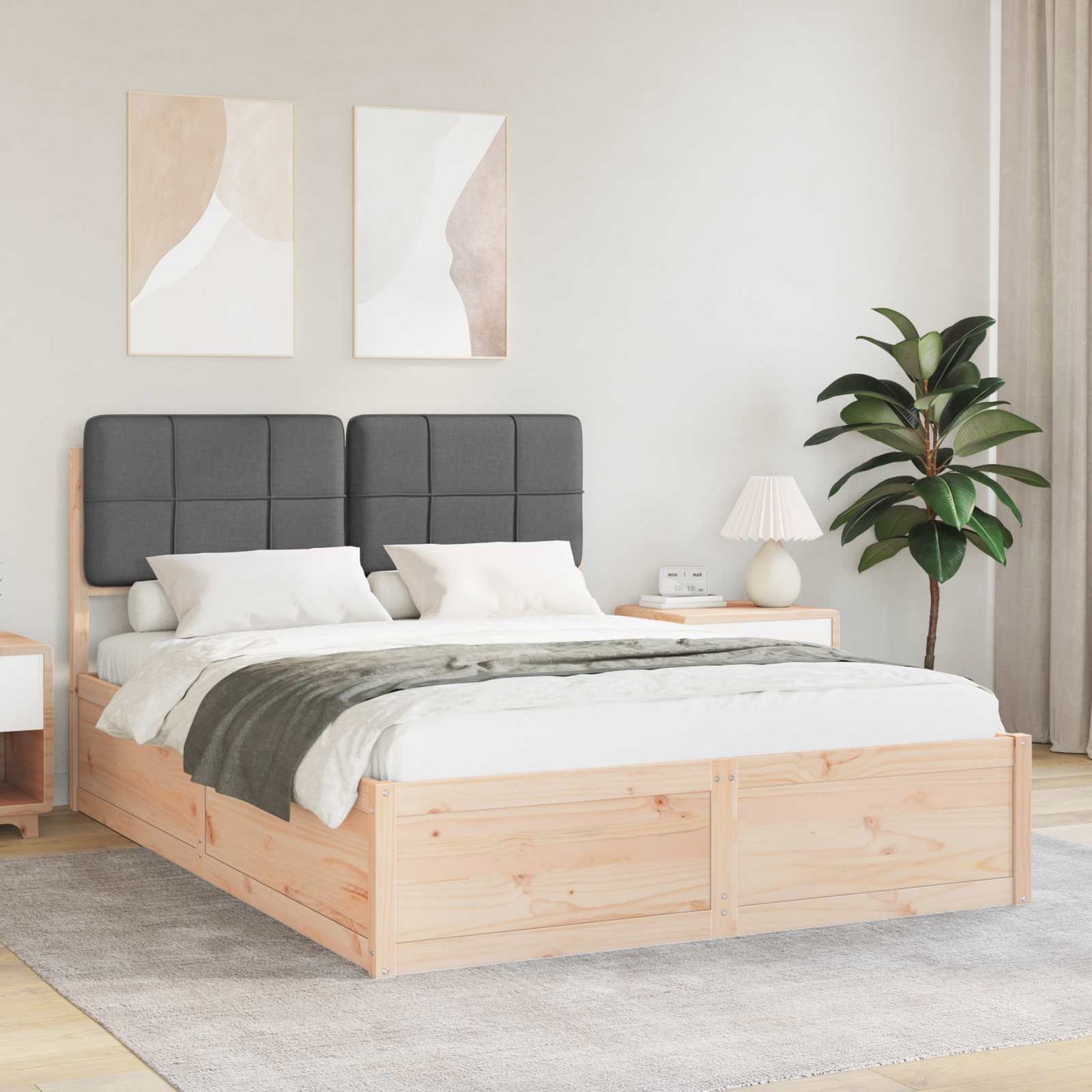 Bedframe met Gevoerd Hoofdgedeelte Donkergrijs 150 x 200 cm