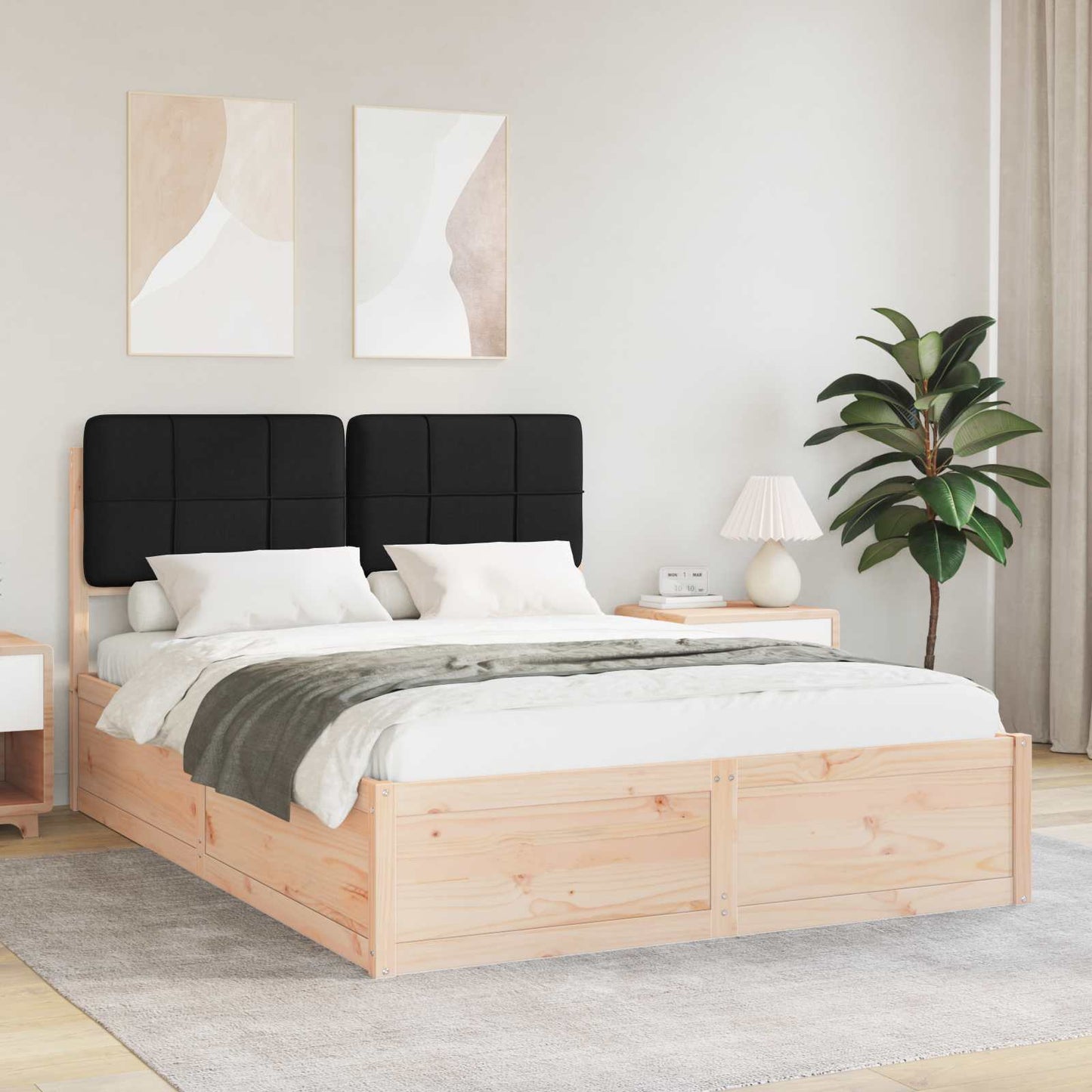 Bedframe met Gevoerd Hoofdgedeelte Zwart 150 x 200 cm