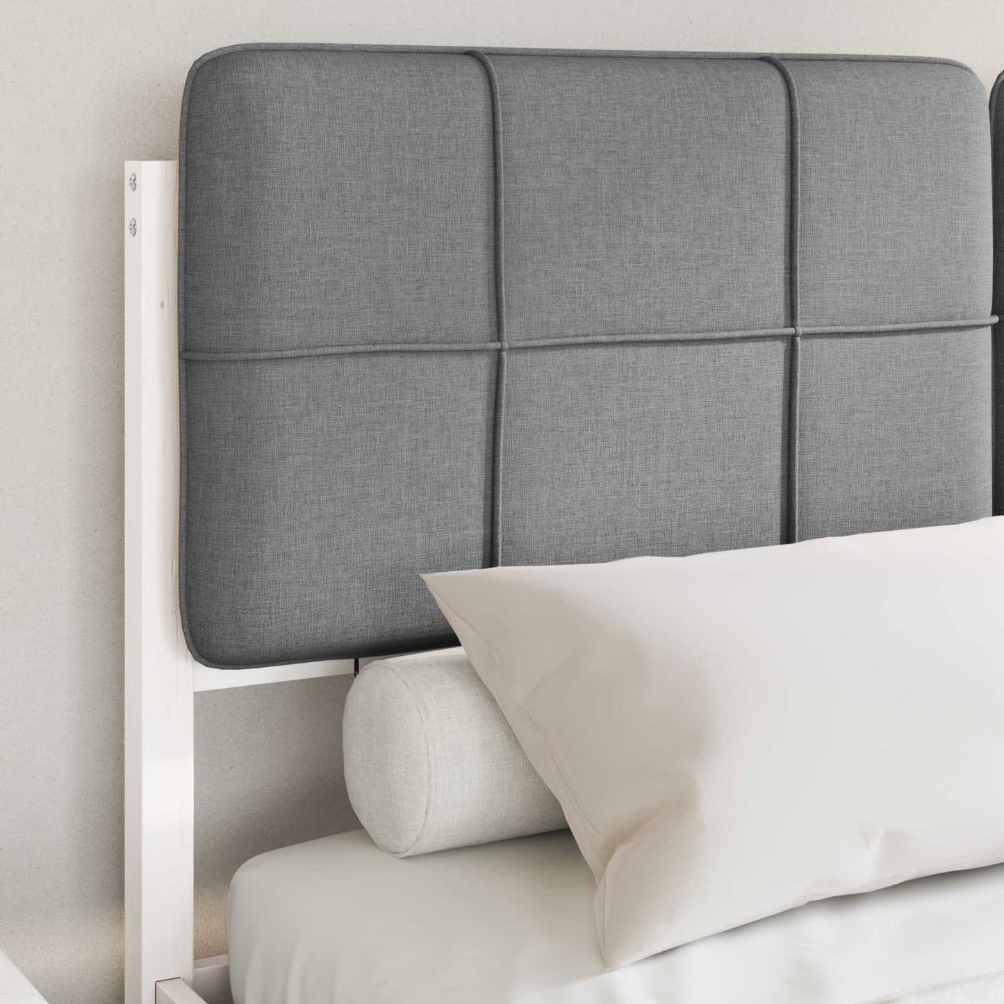 Bedframe met Gevoerd Hoofdgedeelte Lichtgrijs 150 x 200 cm
