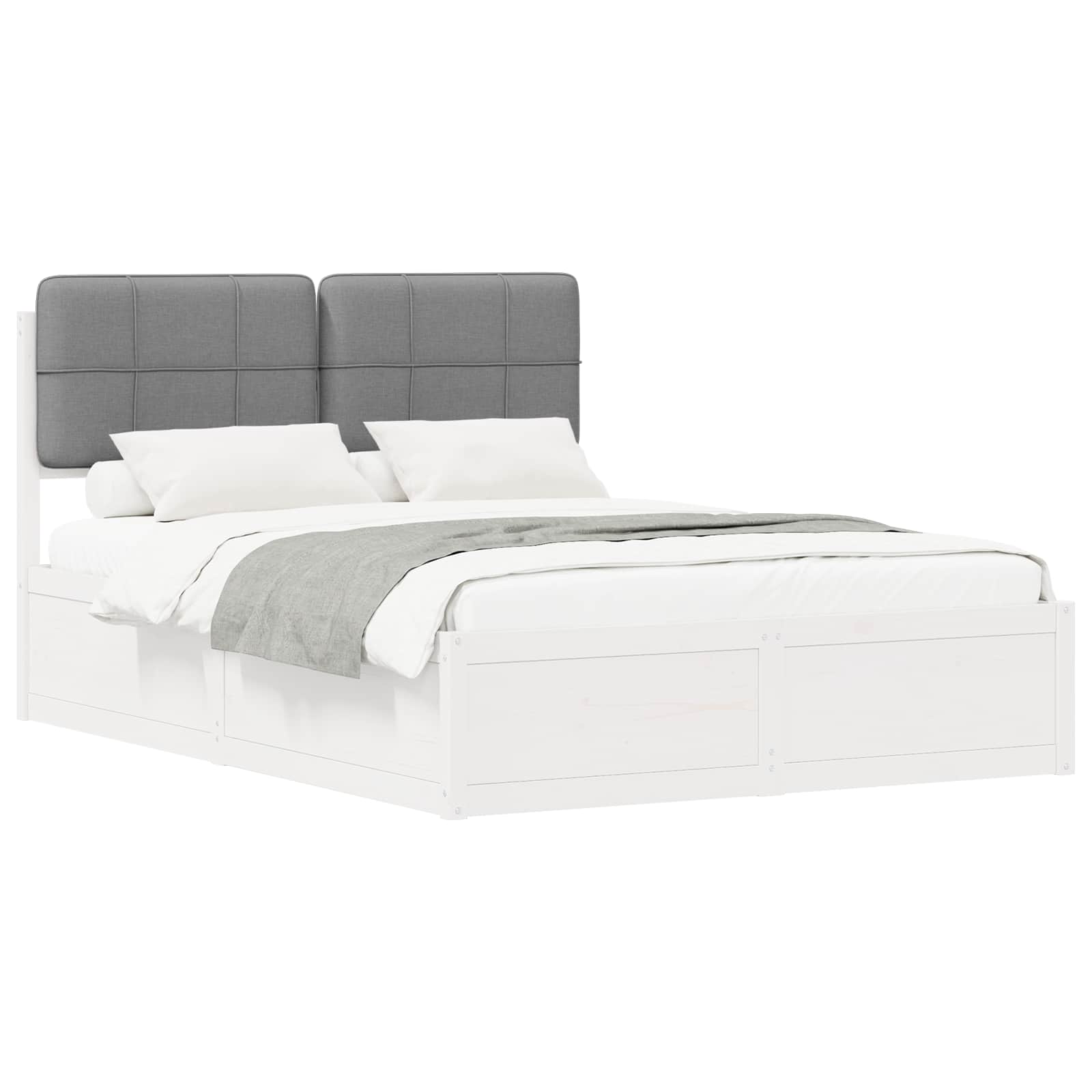 Bedframe met Gevoerd Hoofdgedeelte Lichtgrijs 150 x 200 cm