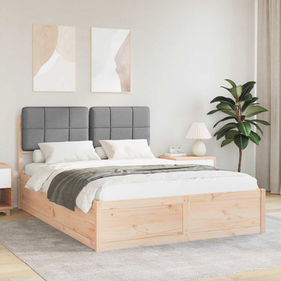 Bedframe met Gevoerd Hoofdgedeelte Lichtgrijs 140 x 200 cm
