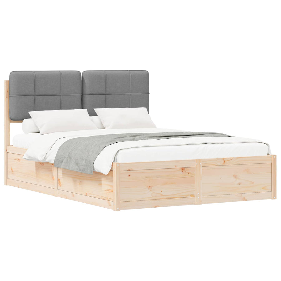 Bedframe met Gevoerd Hoofdgedeelte Lichtgrijs 140 x 200 cm