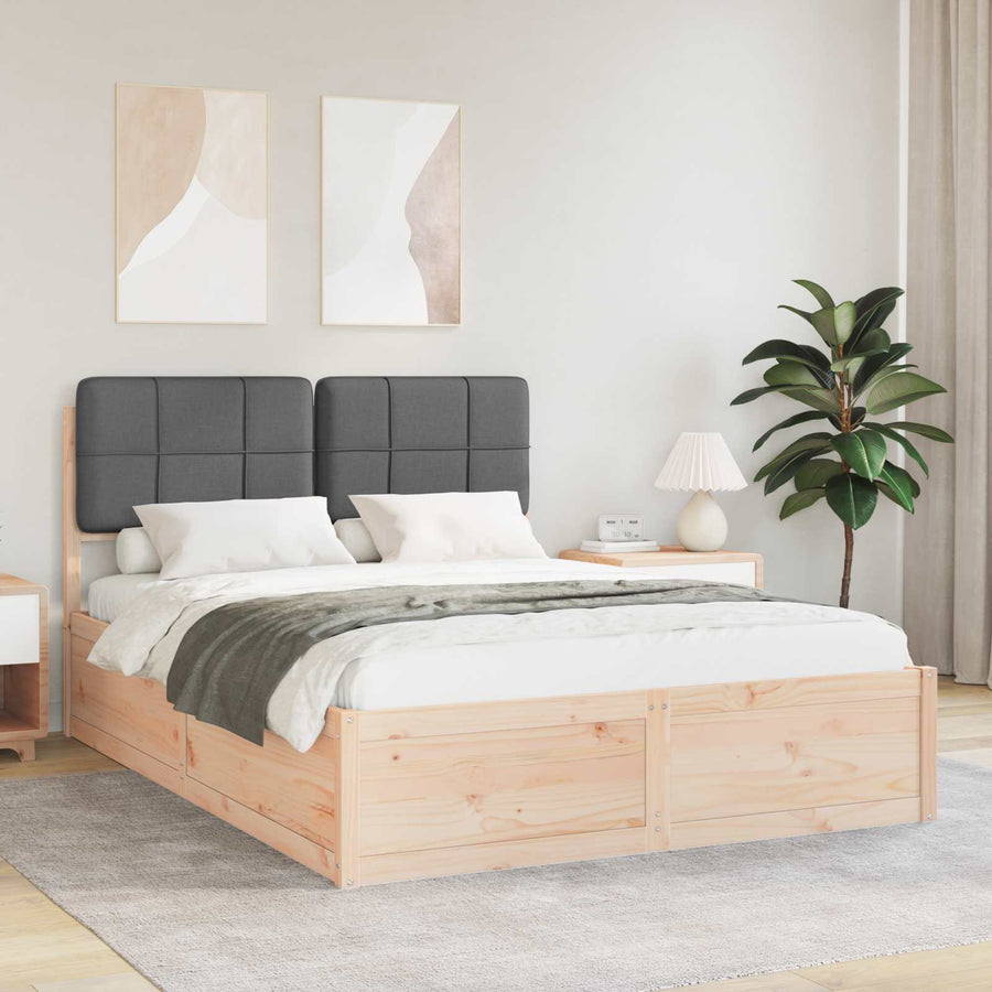 Bedframe met Gevoerd Hoofdgedeelte Donkergrijs 140 x 200 cm