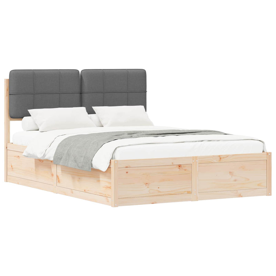 Bedframe met Gevoerd Hoofdgedeelte Donkergrijs 140 x 200 cm