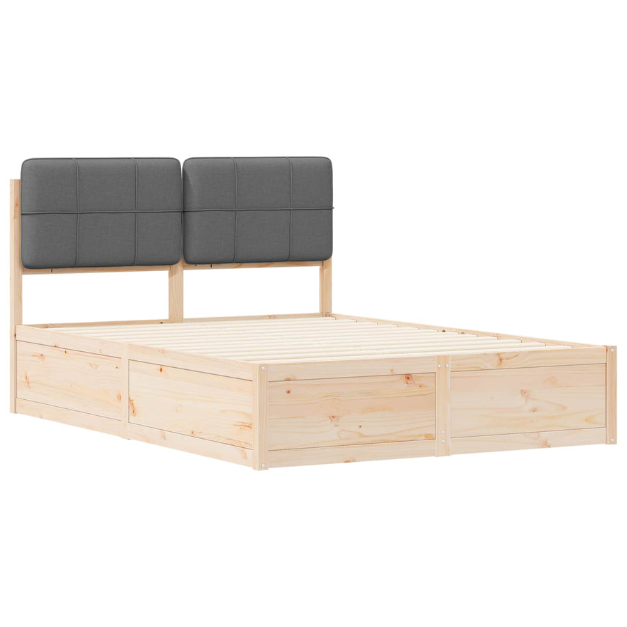 Bedframe met Gevoerd Hoofdgedeelte Donkergrijs 140 x 200 cm