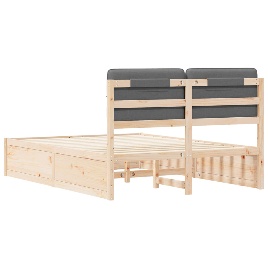 Bedframe met Gevoerd Hoofdgedeelte Donkergrijs 140 x 200 cm