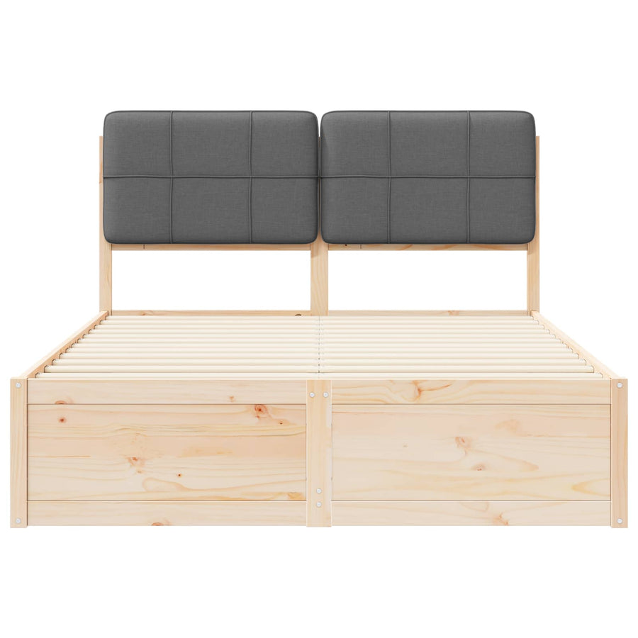 Bedframe met Gevoerd Hoofdgedeelte Donkergrijs 140 x 200 cm