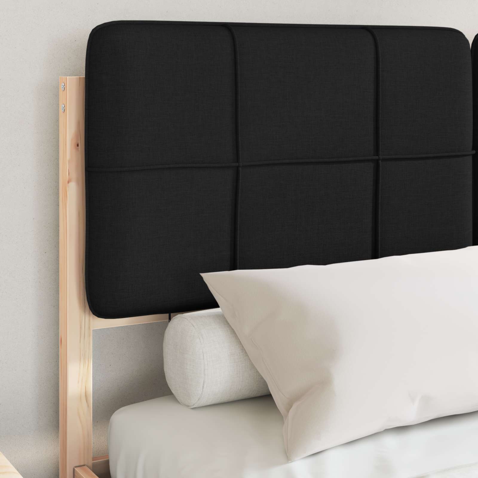 Bedframe met Gevoerd Hoofdgedeelte Zwart 140 x 200 cm