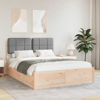 Bedframe met Gevoerd Hoofdgedeelte Lichtgrijs 140 x 190 cm