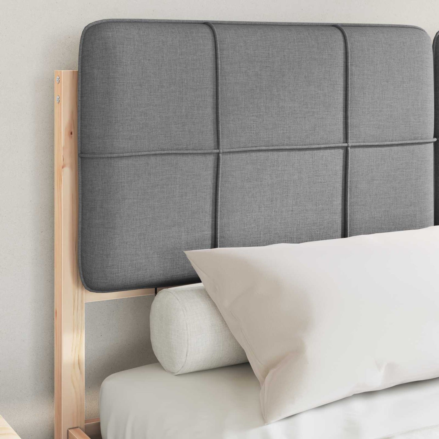 Bedframe met Gevoerd Hoofdgedeelte Lichtgrijs 135 x 190 cm