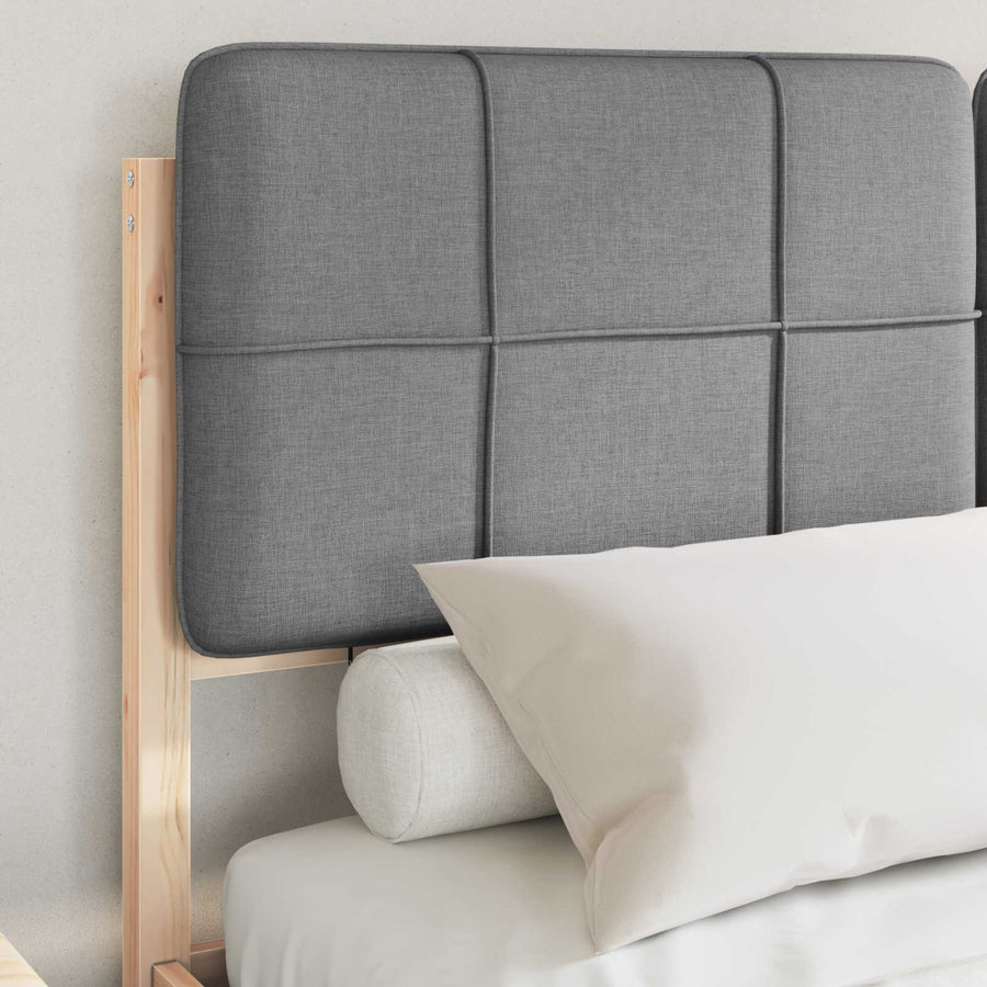 Bedframe met Gevoerd Hoofdgedeelte Lichtgrijs 135 x 190 cm