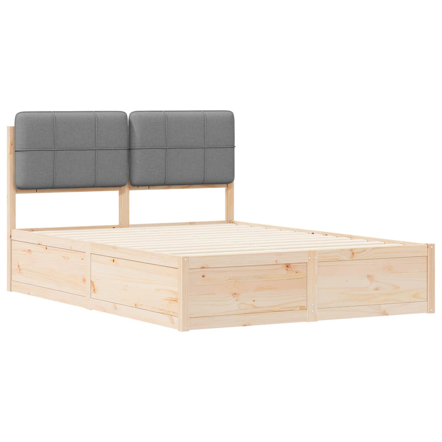 Bedframe met Gevoerd Hoofdgedeelte Lichtgrijs 135 x 190 cm
