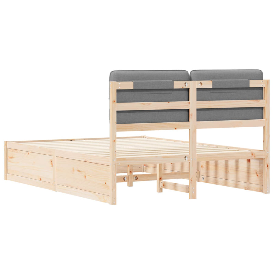 Bedframe met Gevoerd Hoofdgedeelte Lichtgrijs 135 x 190 cm