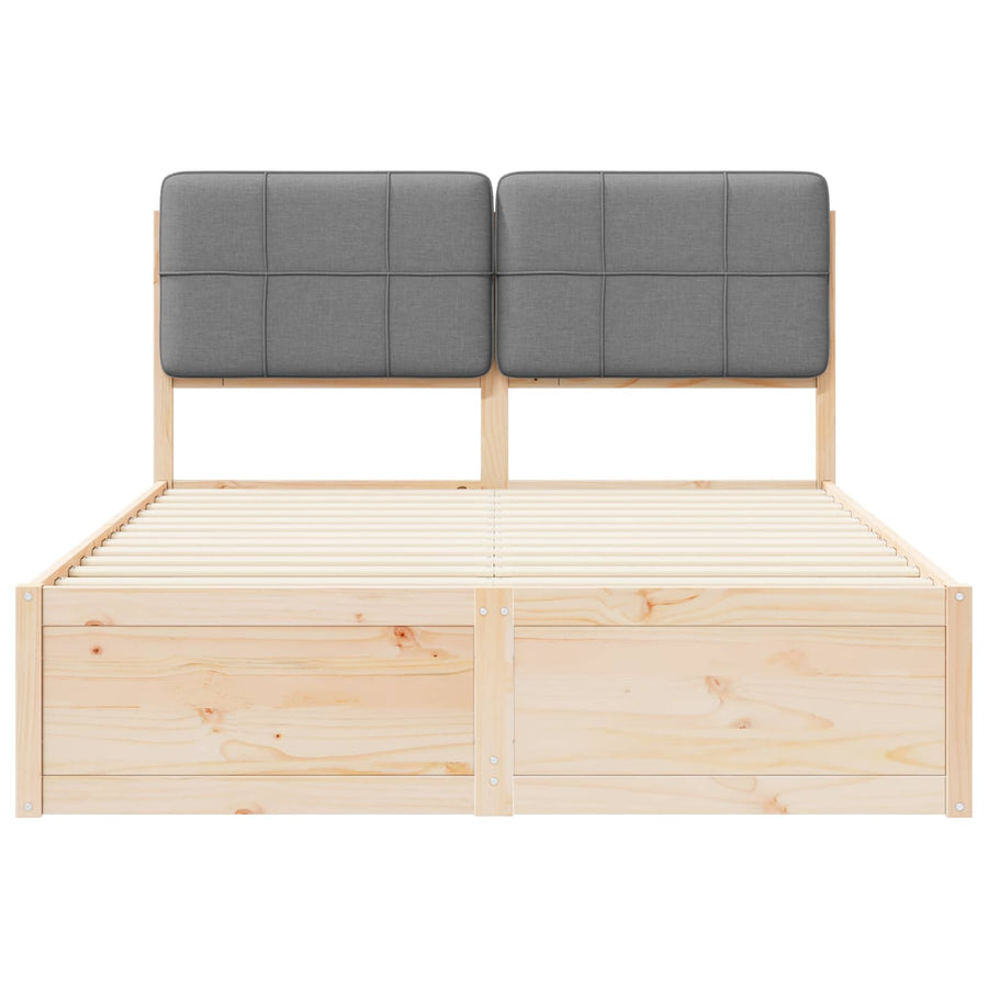 Bedframe met Gevoerd Hoofdgedeelte Lichtgrijs 135 x 190 cm