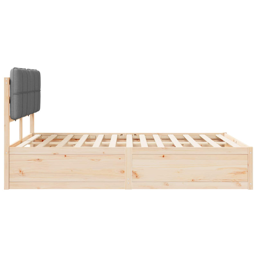 Bedframe met Gevoerd Hoofdgedeelte Lichtgrijs 135 x 190 cm