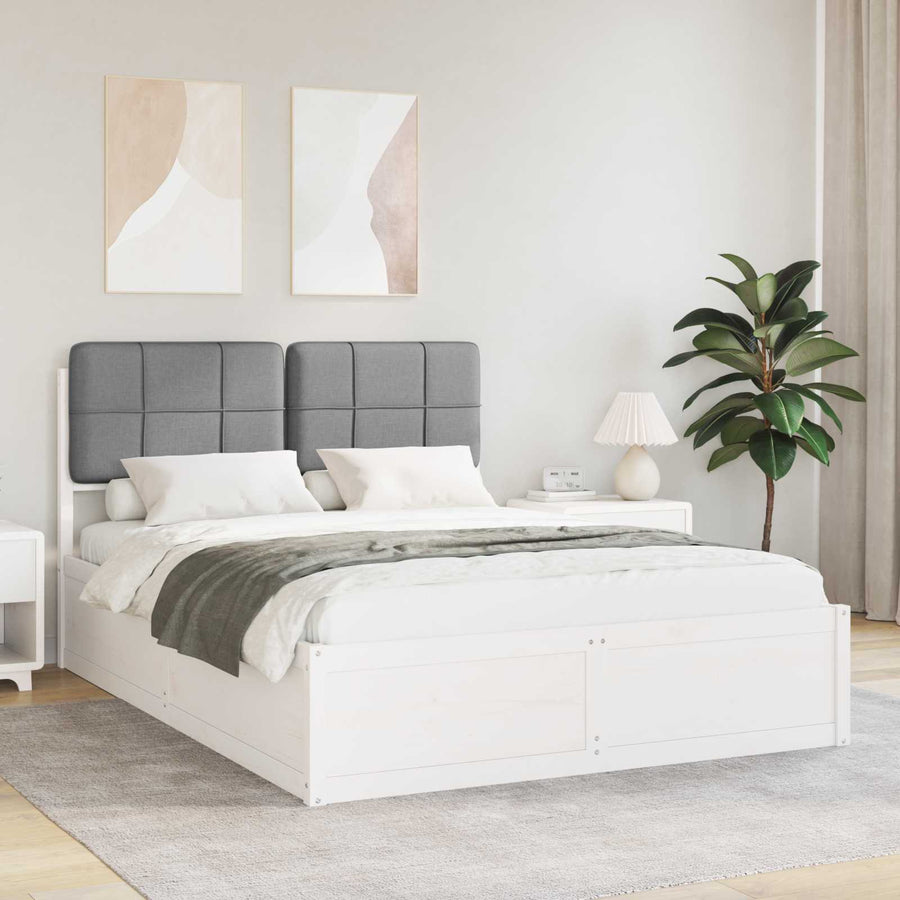 Bedframe met Gevoerd Hoofdgedeelte Lichtgrijs 135 x 190 cm
