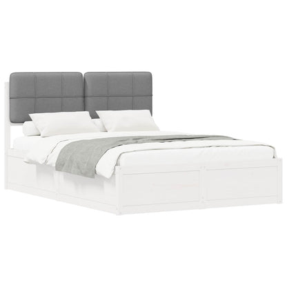 Bedframe met Gevoerd Hoofdgedeelte Lichtgrijs 135 x 190 cm