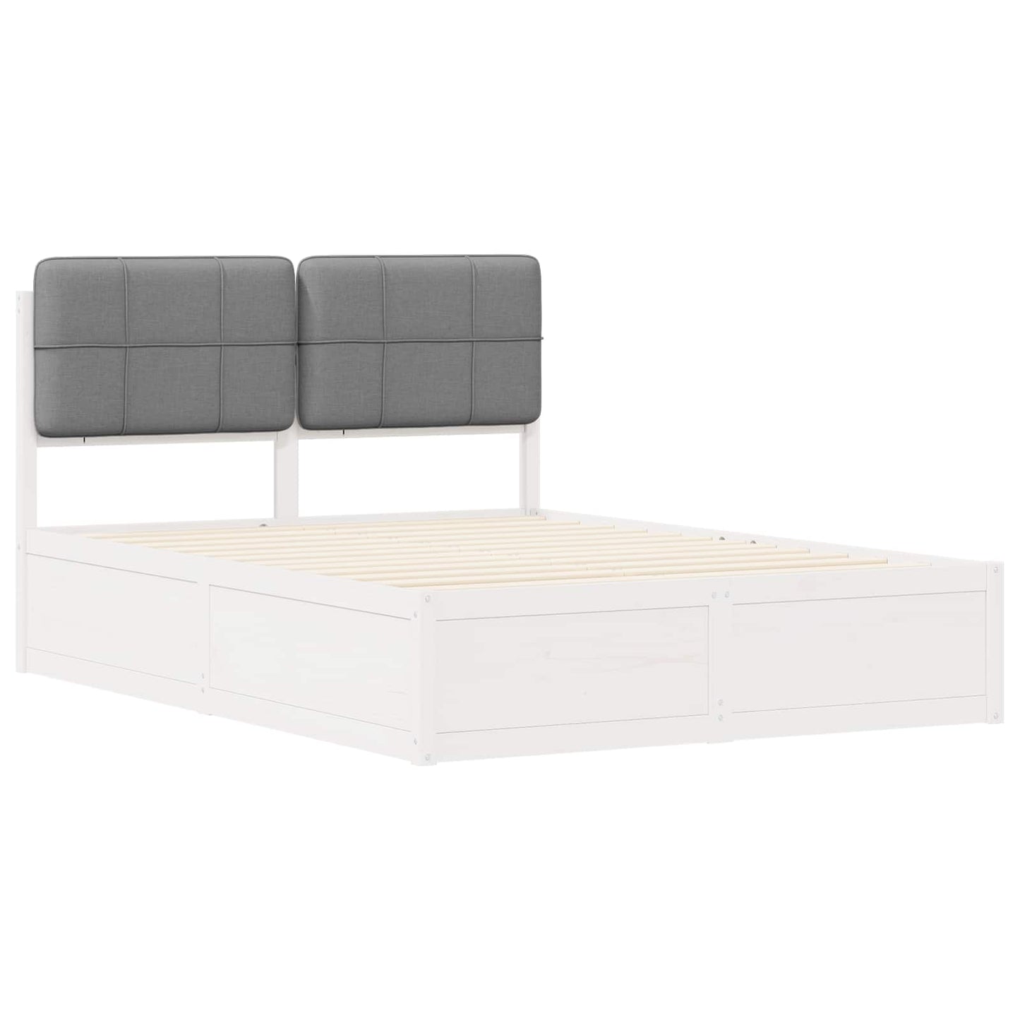 Bedframe met Gevoerd Hoofdgedeelte Lichtgrijs 135 x 190 cm