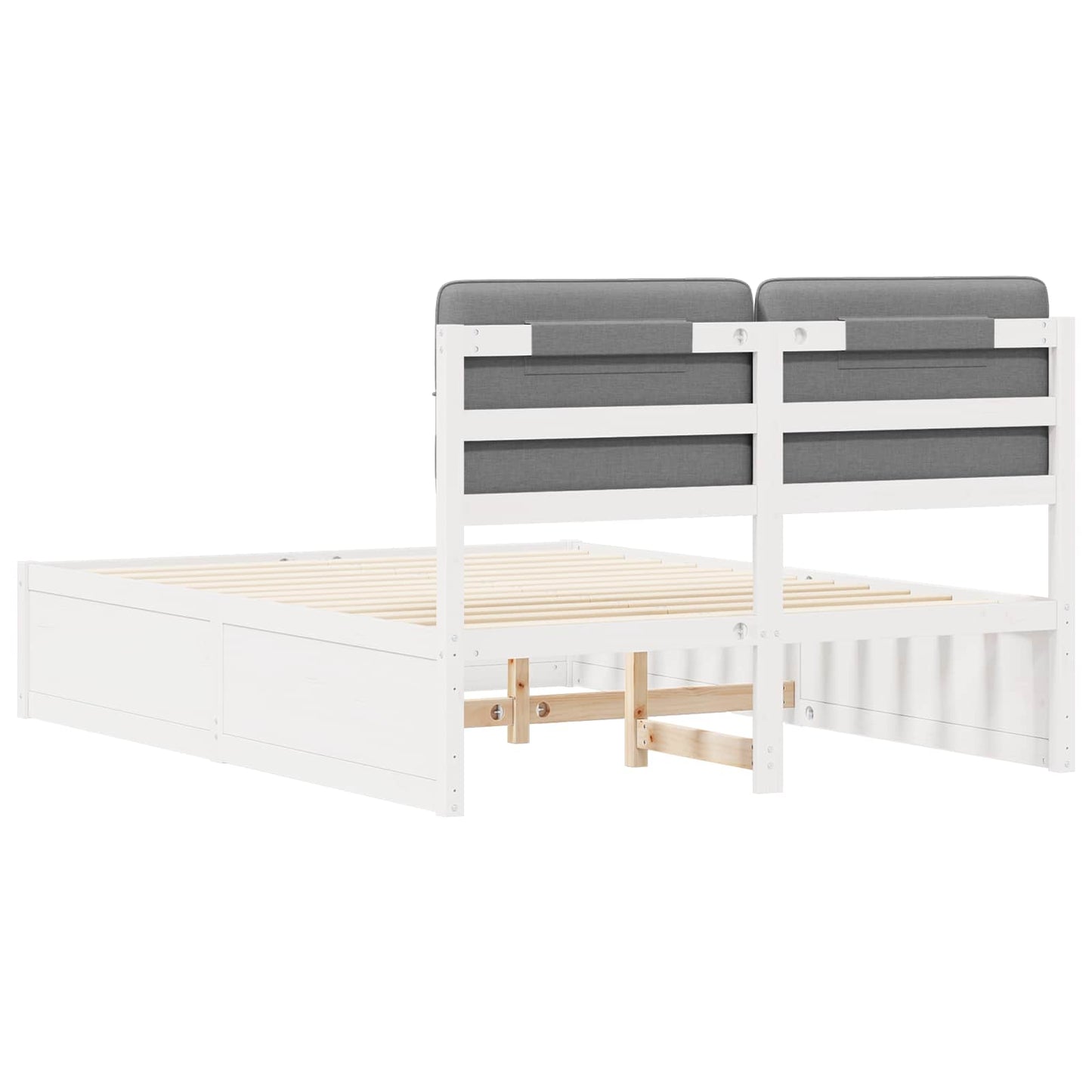 Bedframe met Gevoerd Hoofdgedeelte Lichtgrijs 135 x 190 cm