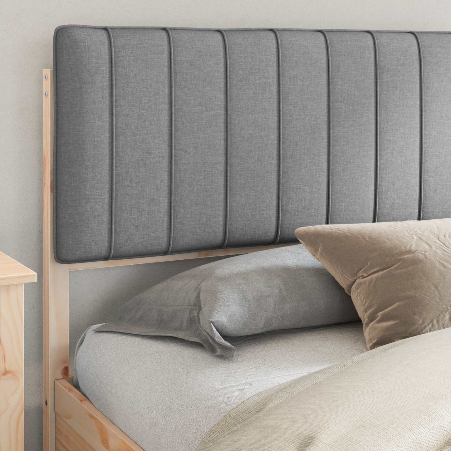 Bedframe met Gevoerd Hoofdgedeelte Lichtgrijs 200 x 200 cm