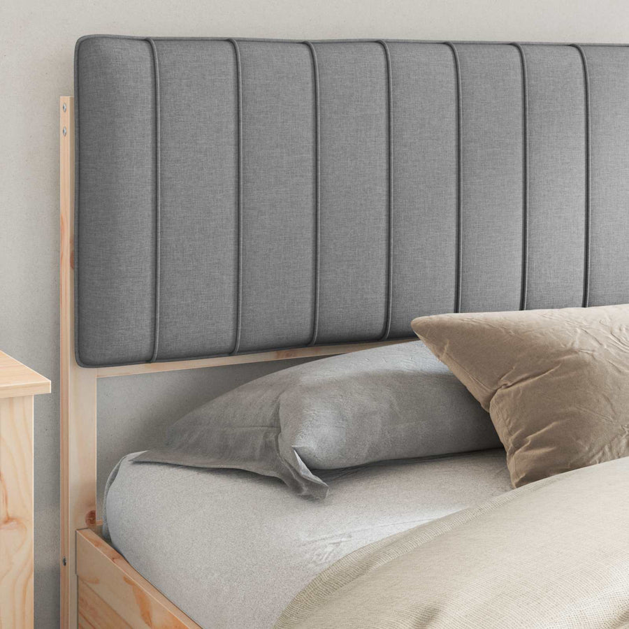 Bedframe met Gevoerd Hoofdgedeelte Lichtgrijs 200 x 200 cm