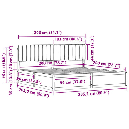 Bedframe met Gevoerd Hoofdgedeelte Lichtgrijs 200 x 200 cm