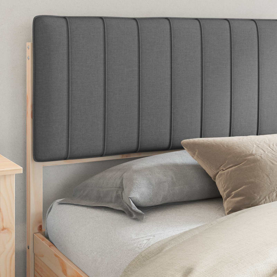 Bedframe met Gevoerd Hoofdgedeelte Donkergrijs 200 x 200 cm