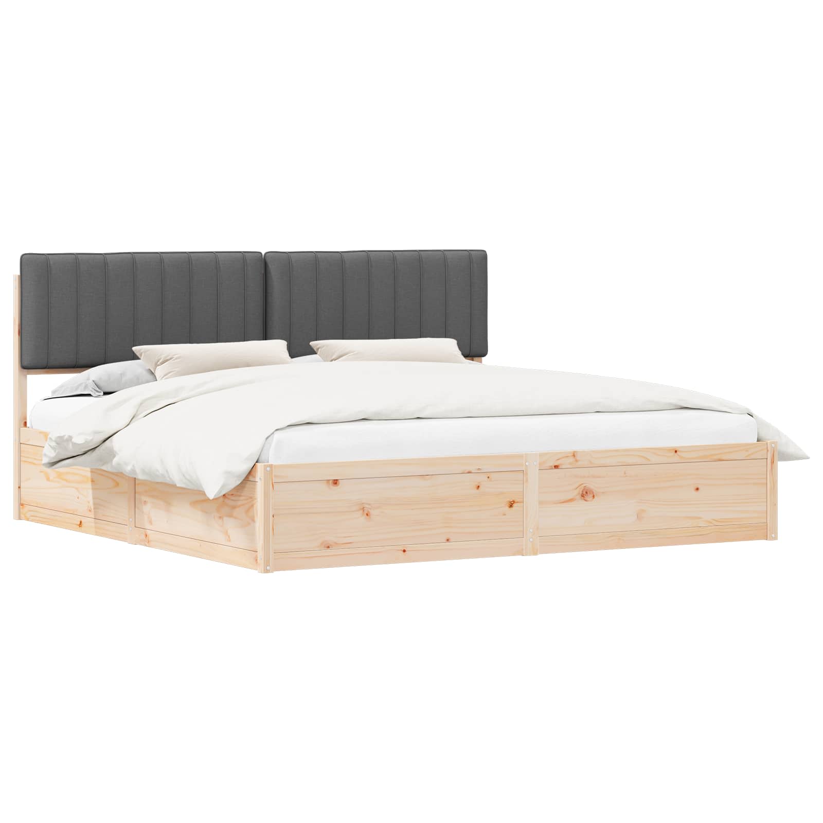 Bedframe met Gevoerd Hoofdgedeelte Donkergrijs 200 x 200 cm
