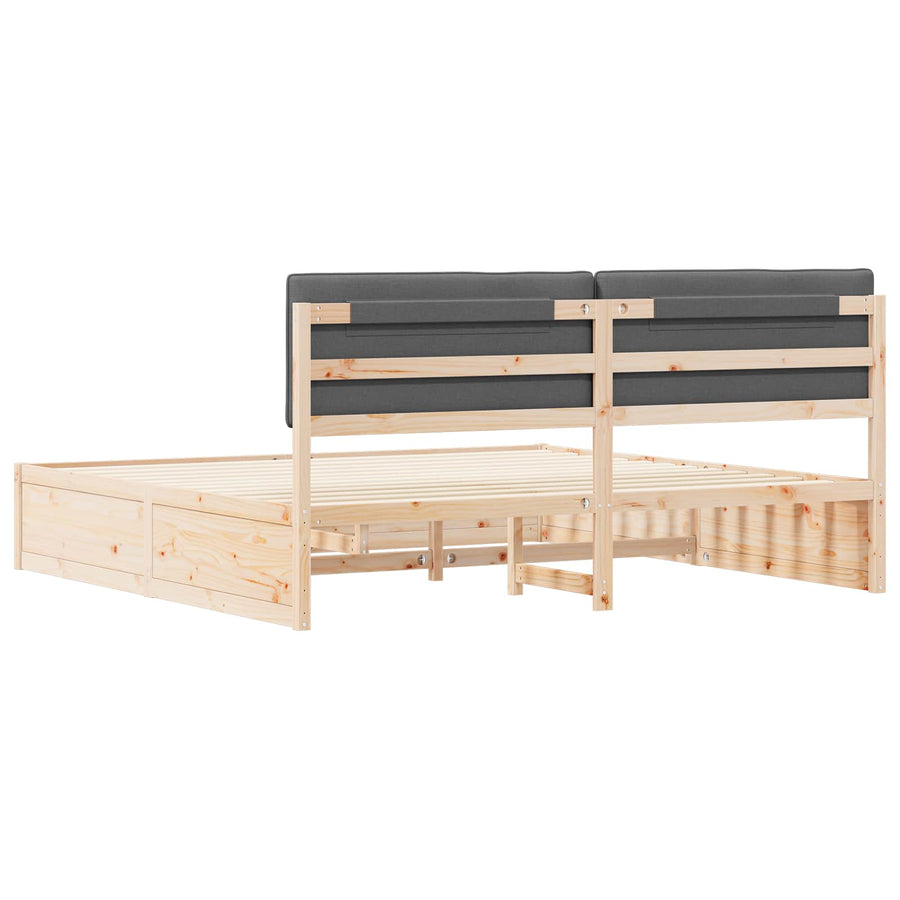 Bedframe met Gevoerd Hoofdgedeelte Donkergrijs 200 x 200 cm