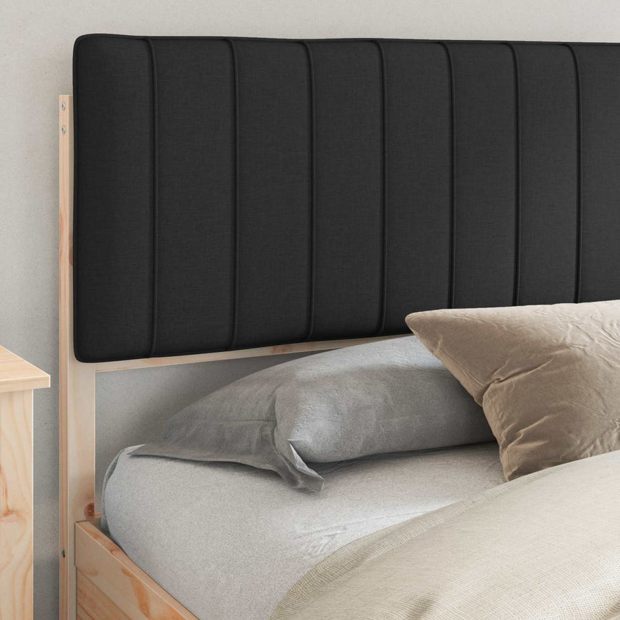 Bedframe met Gevoerd Hoofdgedeelte Zwart 200 x 200 cm