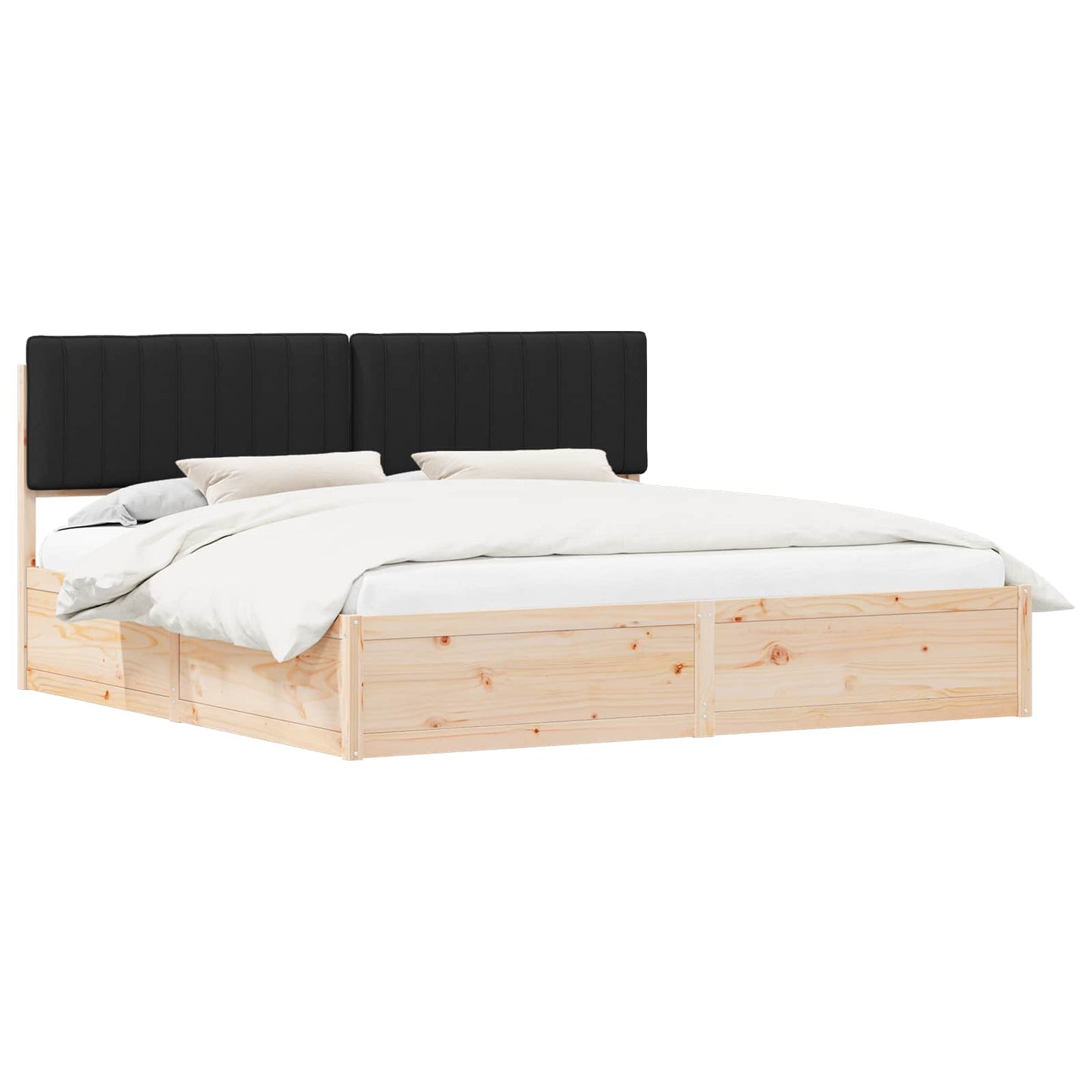 Bedframe met Gevoerd Hoofdgedeelte Zwart 200 x 200 cm