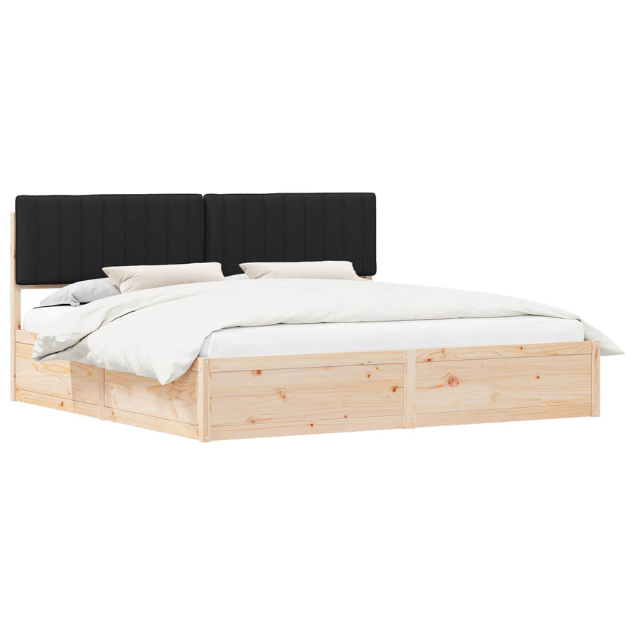 Bedframe met Gevoerd Hoofdgedeelte Zwart 200 x 200 cm