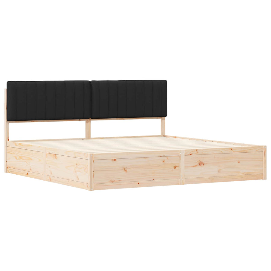 Bedframe met Gevoerd Hoofdgedeelte Zwart 200 x 200 cm